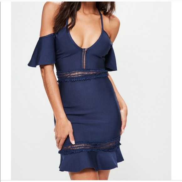 NWT Missguided Cold Shoulder Bodycon Dress - Picture 2 of 7